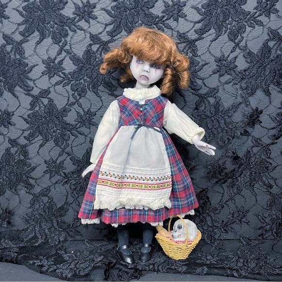 OOAK Creepy Odd 14” Little Red Riding Hood Scary Halloween Horror Art Doll - Picture 9 of 13